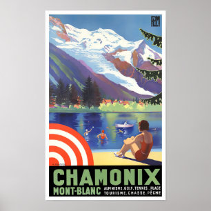 Affiche Chamonix France voyage vintage