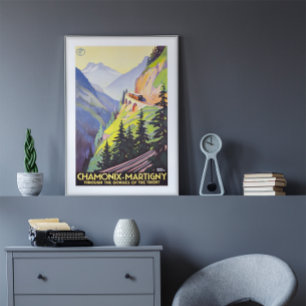 Affiche Chamonix-Martigny Gorges du Trient Vintage voyage