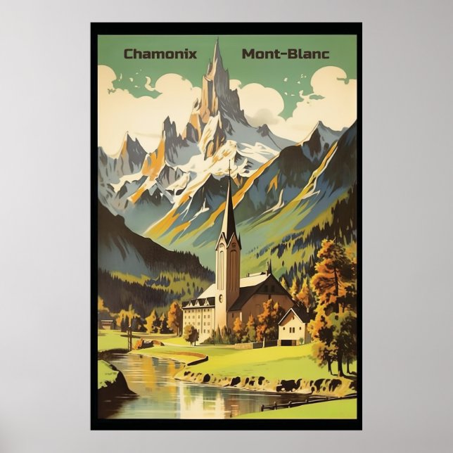 Affiche Chamonix, Mont Blan, Ski (Devant)