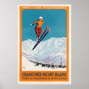 Affiche Chamonix-Mont Blanc Oberland Sport d'hiver France