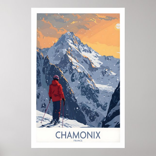 Affiche Chamonix Ski Print - France 1 (Devant)