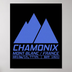 Affiche Chamonix Station de Ski T Shirt Ski Mont Blanc Fra