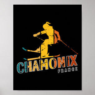 Affiche Chamonix Station de ski Vintage France Ski Alpin F