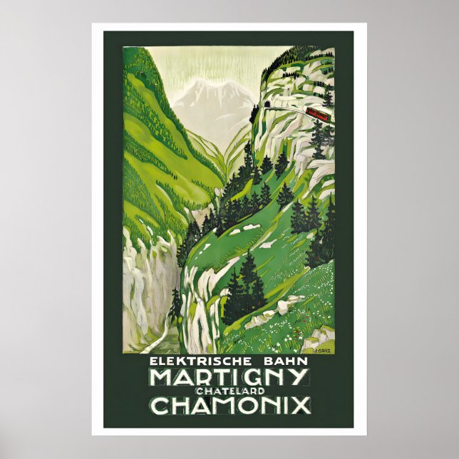 Affiche Chamonix Switzerland Martigny-Chatelard Railway (Devant)