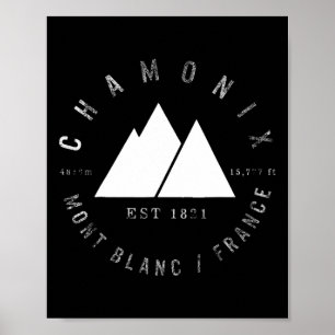 Affiche Chamonix Valley Mont Blanc France Ski Snowboard