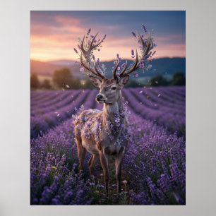 Affiche Champ Crépusculaire des Cerfs Lavande