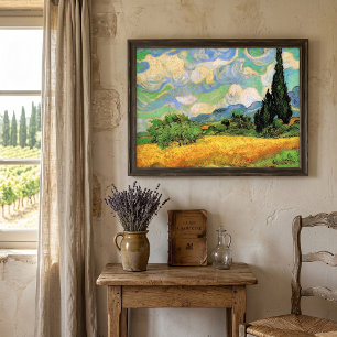 Affiche Champ de blé de Van Gogh avec cyprès à Haute Galli