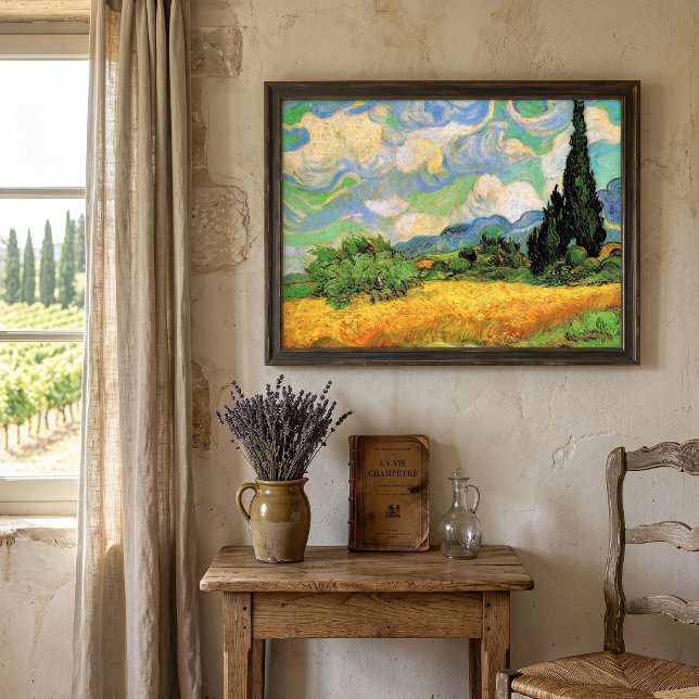Affiche Champ de blé de Van Gogh avec cyprès à Haute Galli (Wheat Field with Cypresses at the Haute Galline Near Eygalieres by Vincent van Gogh.)