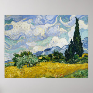 Affiche Champ de blé de Vincent Van Gogh avec Cyprès
