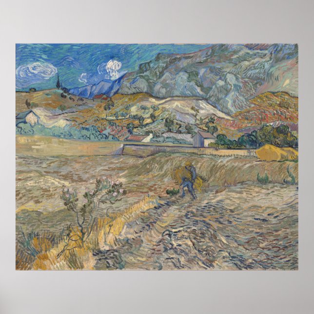 Affiche Champ de blé fermé avec le paysan Van Gogh (Devant)
