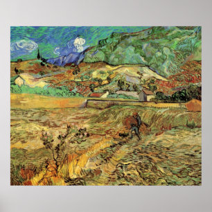 Affiche Champ de blé fermé w Paysan par Vincent van Gogh
