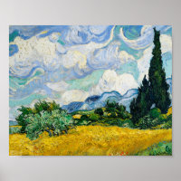 Champ de blé Van Gogh avec Cyprès Paysage