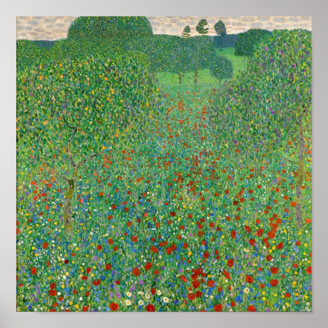 Affiche Champ de coquelicots de Gustav Klimt (Devant)