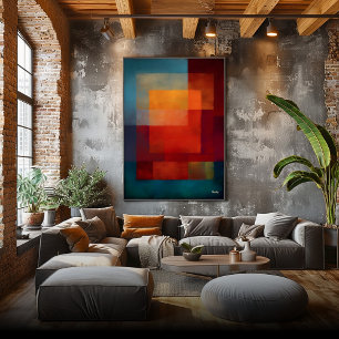 Affiche Champ de couleur abstrait moderne mur émeraude aur