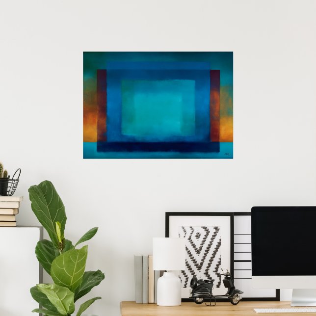 Affiche Champ de couleur bleu azur céleste zen (Bureau à domicile)