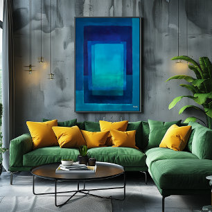 Affiche Champ de couleur de profondeur azur Art abstrait m