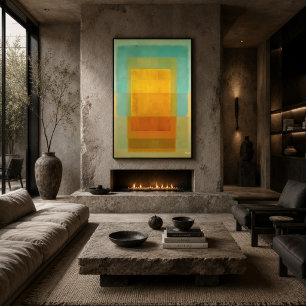 Affiche Champ de couleur or turquoise Art abstrait moderne