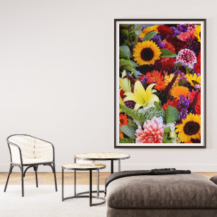 Affiche Champ de fleurs multicolores,