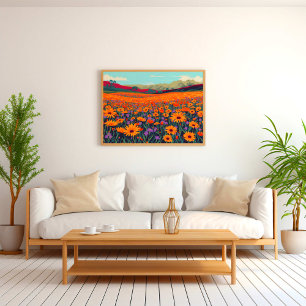 Affiche Champ de fleurs sauvages de Namaqualand