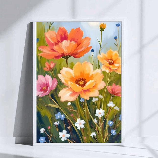 Affiche Champ de fleurs sauvages | Fleurs aquarelles botan (Créateur téléchargé)