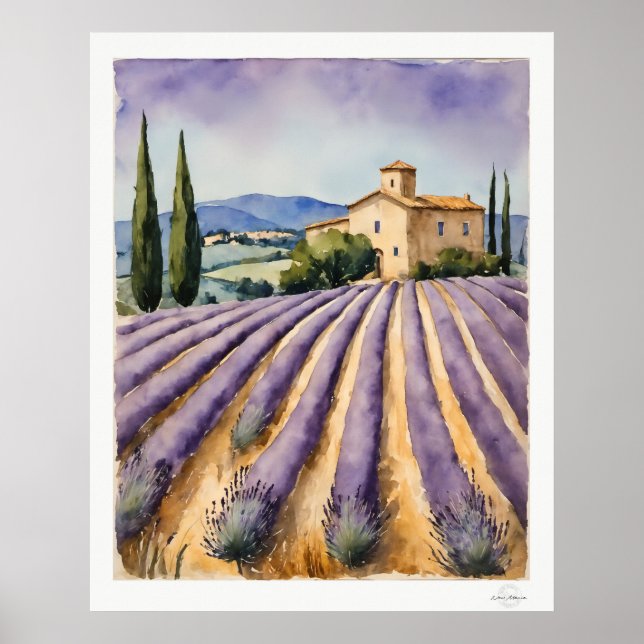 Affiche Champ de Lavande avec Ferme (Devant)