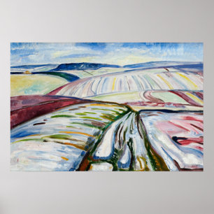 Affiche Champ de neige hivernal expressionniste de Munch