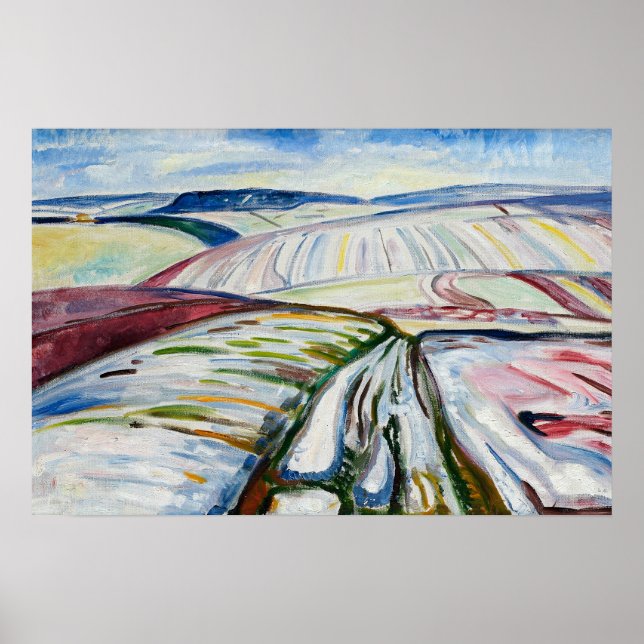 Affiche Champ de neige hivernal expressionniste de Munch (Devant)