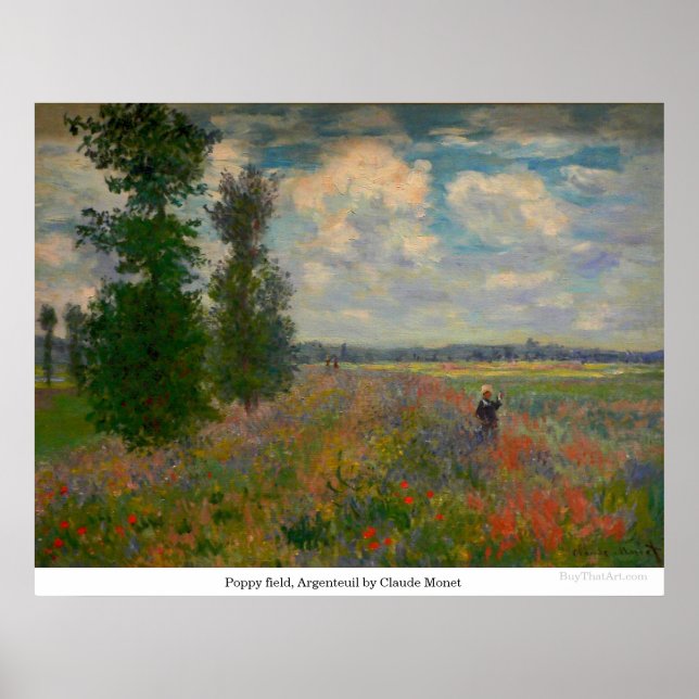 Affiche Champ de pavot, Argenteuil par Claude Monet (Devant)
