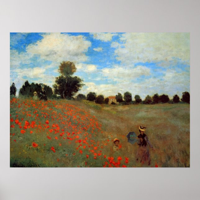 Affiche Champ de pavot près d'Argenteuil par Claude Monet (Devant)