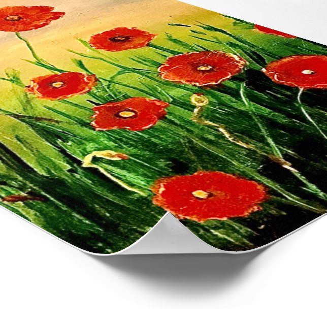 Affiche Champ de Red Poppies (Coin)