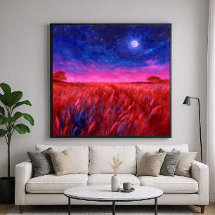 Affiche Champ d'Herbe la Nuit - Style Artistique Impressio