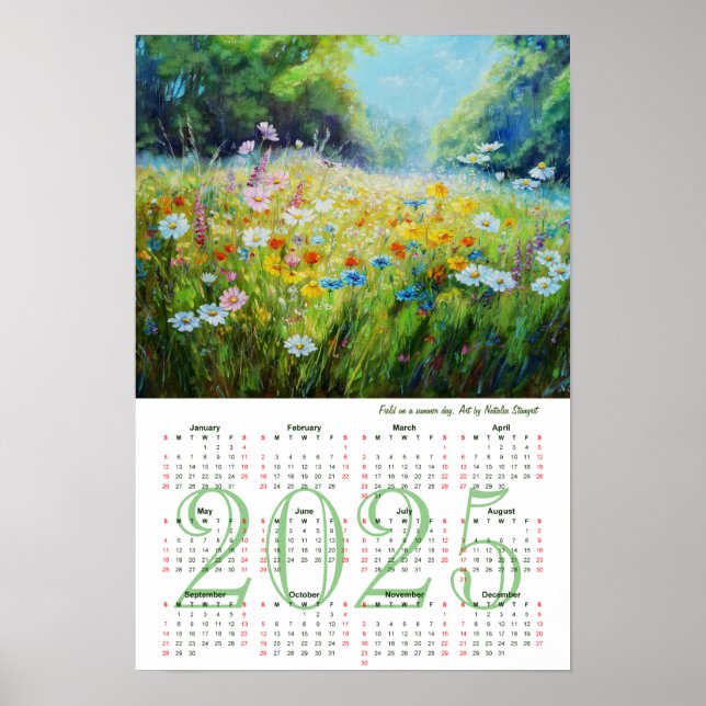 Affiche Champ en journée d'été. Calendrier d'Art 2025 (Devant)