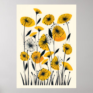 Affiche Champ fleur sauvage Dandelion Jeter l'oreiller