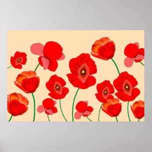 Affiche Champ Red Poppy