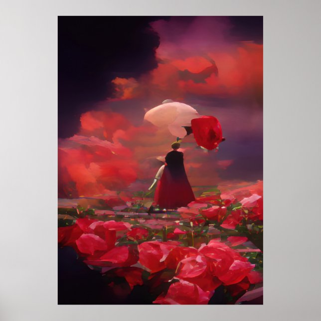 Affiche Champ Rose Imaginaire sous le ciel (Devant)
