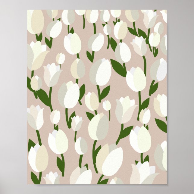 Affiche Champ Tulip 02 Beige Et Blanc (Devant)