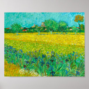 Affiche Champ Van Gogh avec Irises près d'Arles