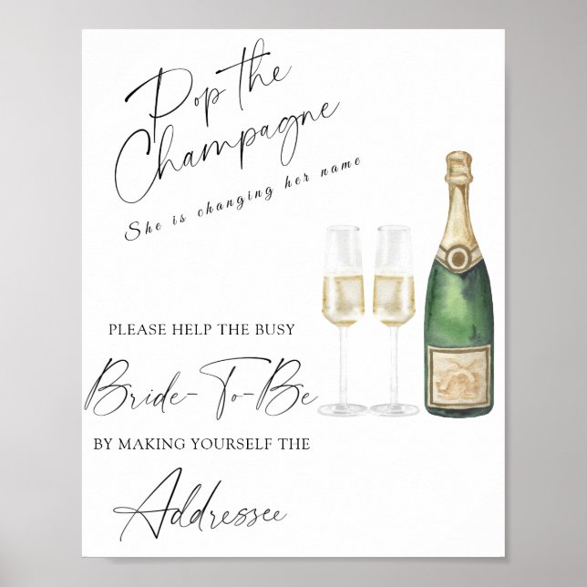 Affiche champagne - aider la mariée occupée à se détendre  (Devant)