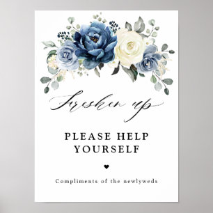 Affiche Champagne bleu poussiéreux ivoire floral Rafraîchi