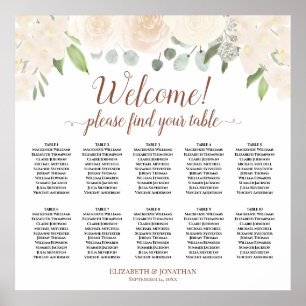 Affiche Champagne Blush Boho Roses 10 Table Seating Chart
