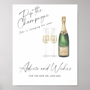 Affiche Champagne Bride douche - conseils et souhaits