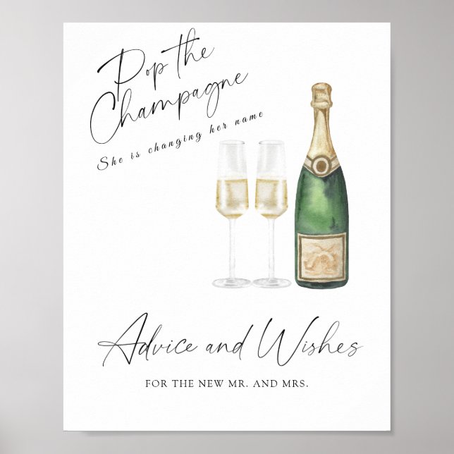 Affiche Champagne Bride douche - conseils et souhaits (Devant)