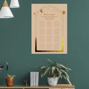 Affiche Champagne céleste Gold Sun Moon Stars Mariage