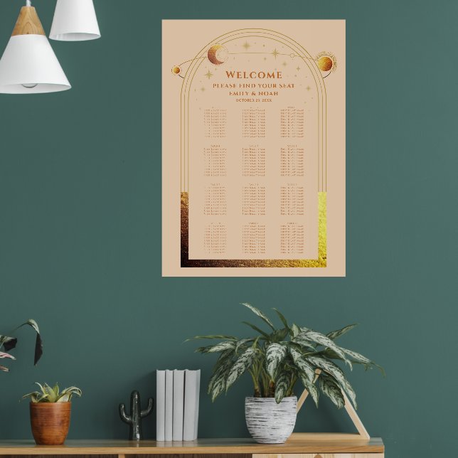 Affiche Champagne céleste Gold Sun Moon Stars Mariage (Salon 1)
