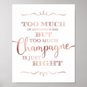 Affiche CHAMPAGNE CHAMPAGNE Or Rose Chic Signe Imprimer