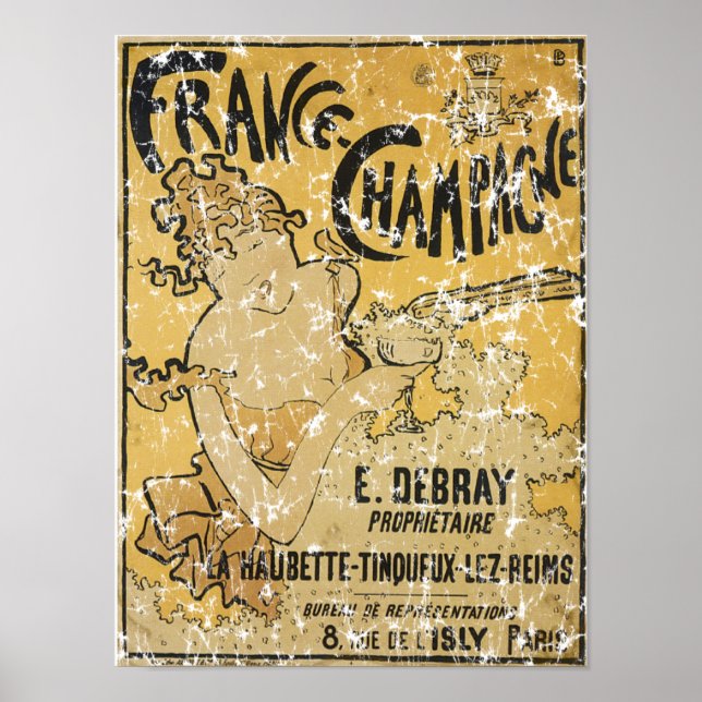 Affiche Champagne de France-1899 - en détresse (Devant)