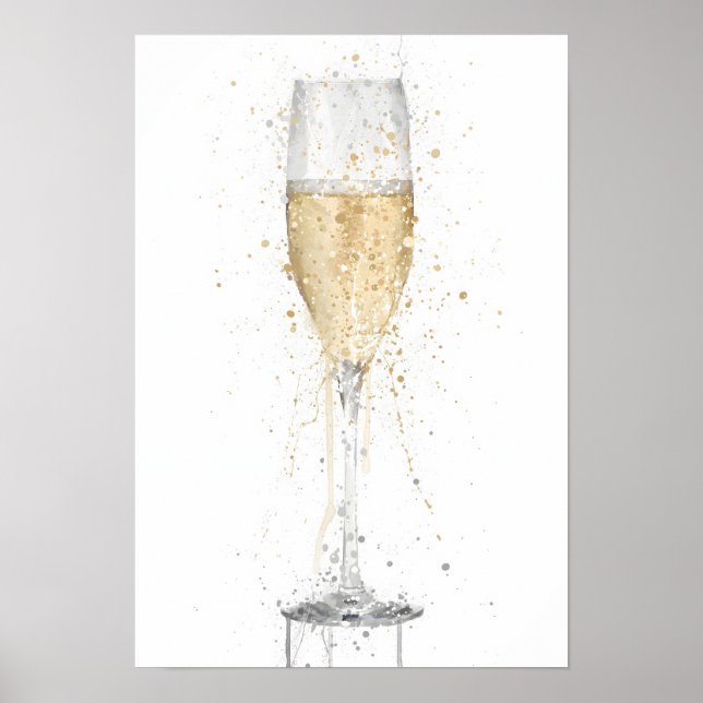 Affiche Champagne Flute 'White' (Devant)