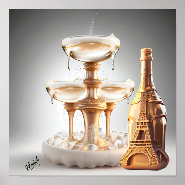 Affiche Champagne fountain - Gen AI (Devant)
