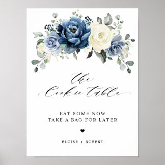 Affiche Champagne Ivoire Bleu Poussiéreux Floral The Cooki