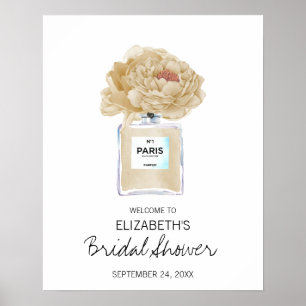 Affiche Champagne Peonies Floral Bridal Shower Welcome